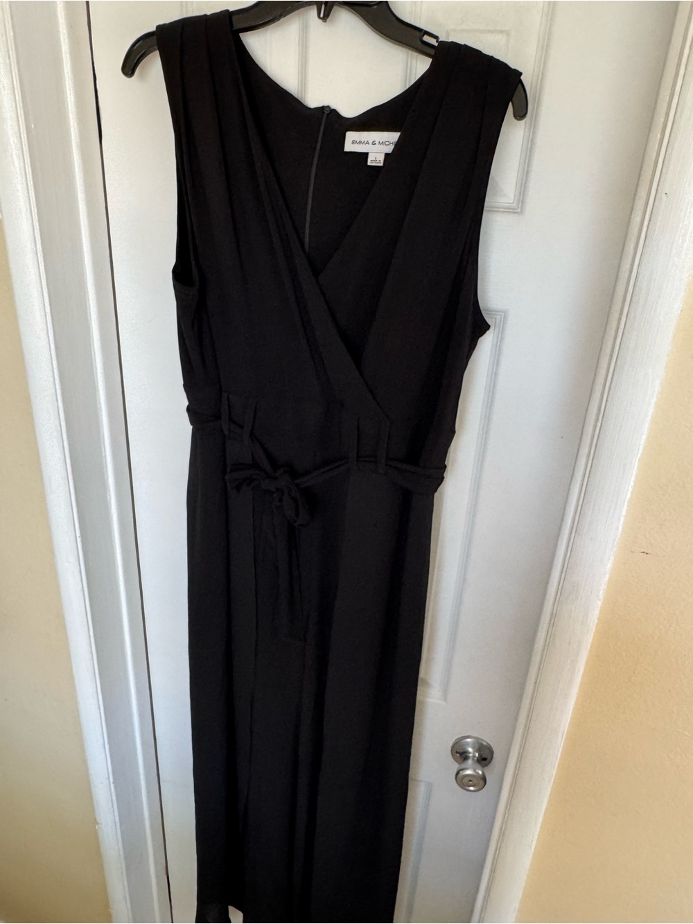 Emma & Michele Black Sleeveless Wrap Maxi Dress with Tie Waist